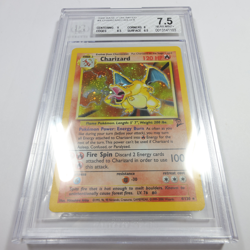 2000 Beckett 7.5 NM Pokemon 4/130 Charizard Base Set 2 Holo Swirl Card 58221B - Image 5