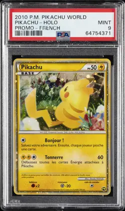 2010 POKEMON WORLD COLL FRENCH PIKACHU-HOLO PSA 9 - Image 1