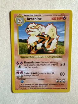 Arcanine 23/102 Shadowless - Vintage 1999 WoTC Pokemon Base Set LP - Image 1