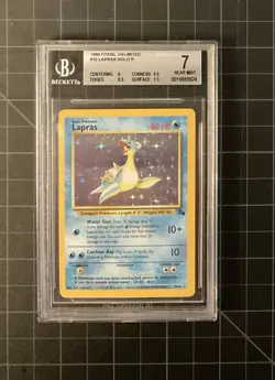 Pokemon TCG Lapras Fossil #10 Holo Unlimited Holo Rare (BGS 7 NM) - Image 1