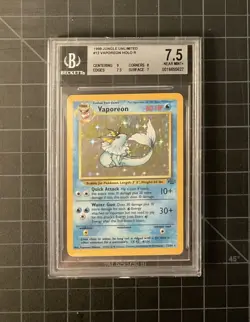 Pokemon TCG Vaporeon Jungle 12/64 Holo Unlimited Holo Rare (BGS 7.5 NM+) - Image 1