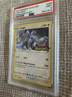 Rare 2020 POKEMON SWSH BLACK STAR PROMO PRERELEASE-STAFF #069 Lugia PSA 9 - Image 2
