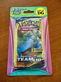 Pokemon Team Up Dollar General 2 Mini Booster Packs + Bonus Card NEW! - Image 1
