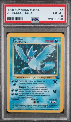 1999 Pokemon Fossil Articuno-Holo #2 PSA 6 Ex-MT - Image 1