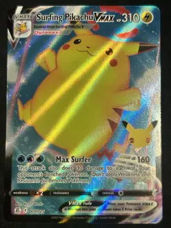 Surfing Pikachu VMAX 009/025 NM Celebrations Ultra Rare Holo Pokemon TCG Card - Image 1