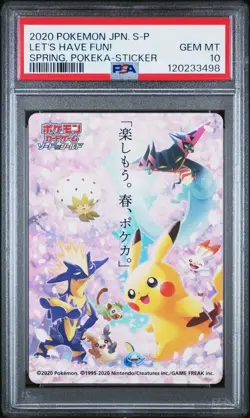 PSA 10 - Lets Have Fun! Spring Sticker - 2020 Pokemon Card Japanese Pikachu - Image 1