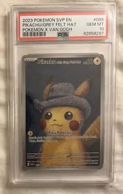 PSA 10 PIKACHU with Grey Felt Hat 085 | Van Gogh Promo Full Art Pokemon Card - Image 1