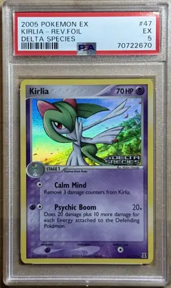 POKEMON EX DELTA SPECIES KIRLIA #47 REVERSE HOLO FOIL CARD PSA 5 EX - Image 1