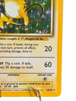 Raichu 014/102 Base Set Holo Wizards of the Coast Vintage Pokemon TCG LP - Image 5
