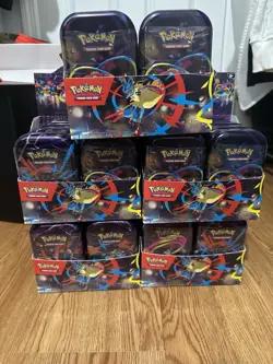 Pokemon TCG Mega Evolution Heroes Mini Tin x10 with display Tins Art - Image 1