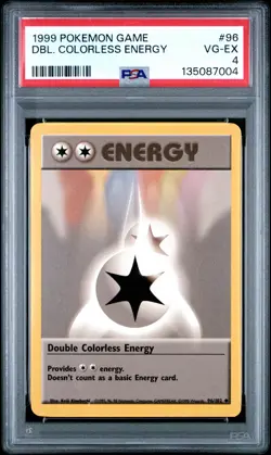 1999 POKEMON BASE SET UNLIMITED #96 DOUBLE COLORLESS ENERGY PSA 4 - Image 1