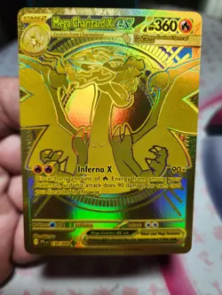 Mega Charizard X Ex Gold Hyper Rare 130/094 Pokemon Phantasmal Flames 2025 TCG - Image 1