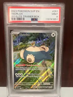 Pokemon 2023 SVP en Snorlax 151 Elite Trainer Box #51 Black Star Promo, PSA 9 - Image 1