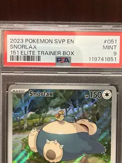 Pokemon 2023 SVP en Snorlax 151 Elite Trainer Box #51 Black Star Promo, PSA 9 - Image 3