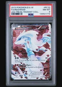2013 POKEMON BLACK WHITE LEGENDARY RADIANT COLLECTION RC22 Reshiram Psa 8 Mint - Image 1