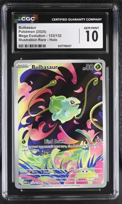 Pokemon Bulbasaur 133/132 Illustration Rare Mega Evolution - CGC 10 - Image 1
