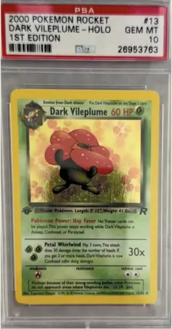 2000 Pokemon Rocket 1st Edition Dark Vileplume Holo 13/82 PSA 10 - Image 1