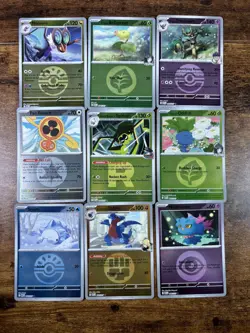 Lot of 9 Pokemon Holo Cards POKEBALL Mega Phantasmal Flames/Ascended Heros Mint - Image 1