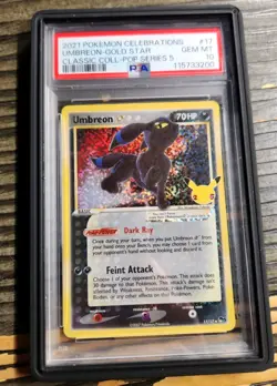 2021 Pokemon Celebrations Umbreon Gold Star Classic Collection #17 PSA 10 Gem MT - Image 1