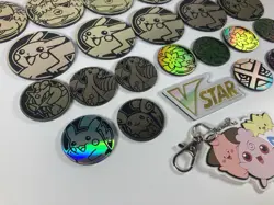 Pokemon Plastic Tokens Coins Lot (23), plus Hanger - Image 3