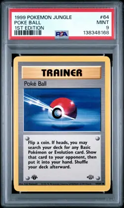 1999 Pokemon Jungle 1st Edition Poke Ball 64 FRESHLY GRADED PSA 9 MINT - Image 1