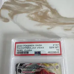 PSA 10 Gem Mint 2020 Pokemon SWSH FA/Copperajah VMAX #137/192 Rebel Clash - Image 2