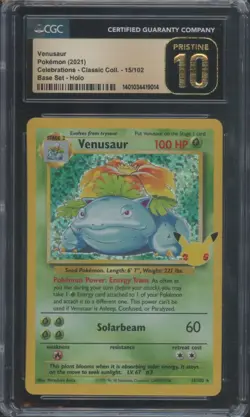 Pokemon TCG Venusaur 15/102 Classic Collection Celebrations CGC 10 Pristine - Image 1
