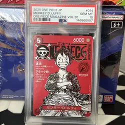 2025 ONE PIECE JPN PROMOS ONE PIECE MAGAZINE VOL.20 #014 MONKEY D. LUFFY PSA 10 - Image 1