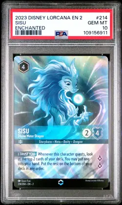 2023 DISNEY LORCANA EN 2-RISE OF THE FLOODBORN SISU - DIVINE WATER DRAGON PSA 10 - Image 1