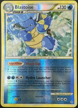 Blastoise HS Unleashed 13/95 Reverse Holo Rare Pokemon Card 2010 LP - Image 1