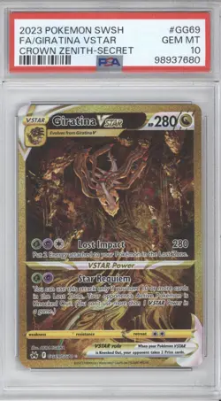 Pokemon Giratina VSTAR Secret Rare Full Art Holo Crown Zenith GG69/GG70 PSA 10 - Image 1