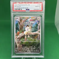 2025 POKEMON PFL EN-PHANTASMAL FLAMES ILLUSTRATION RARE #106 MEOWTH PSA 10 - Image 1