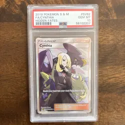 2019 Pokemon Sun & Moon Hidden Fates Cynthia Full Art Holo SV82/SV94 PSA 10 - Image 1