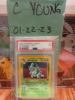 1999 Pokemon Jungle - Nidoqueen #7 Holo - No Symbol - PSA 7 - Image 1