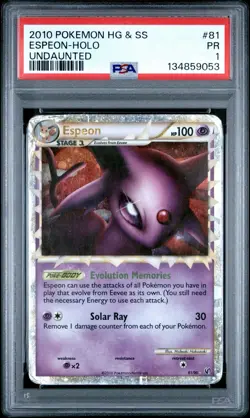 PSA 1 Espeon HeartGold SoulSilver Undaunted Prime #81 Holo Foil 2010 Pokemon PR - Image 1
