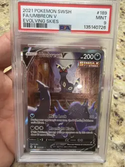 Umbreon V #189 2021 Pokemon Sword & Shield Evolving Skies PSA 9 250001 - Image 1