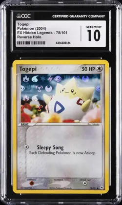 2004 POKEMON EX HIDDEN LEGENDS REVERSE HOLO #78 TOGEPI CGC 10 GEM MINT - Image 1