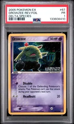 PSA 1 PR Drowzee 67 Delta Species Reverse Foil 2005 Pokemon EX Pop 2 - Image 1