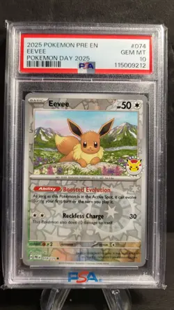Pokemon Eevee 074/131 Pokemon Day 2025 Promo Holo Stamped PSA 10 GEM MT - Image 1