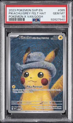 2023 POKEMON SVP EN-SV BLACK STAR PROMO #085 PIKACHU WITH GREY FELT HAT PSA 10 - Image 1