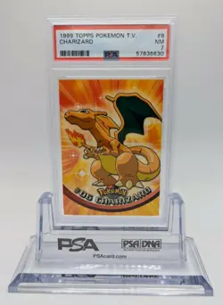 1999 Topps Pokemon TV Charizard #6 Card PSA 7 Near Mint - Image 1