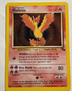 Moltres 12/62 Fossil Unlimited Edition Holo MP Pokemon - Image 1