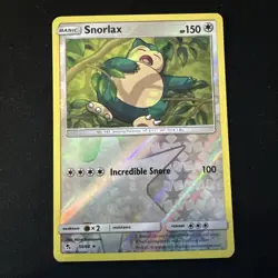 Pokemon TCG Snorlax Sleeping 50/68 SM Hidden Fates Reverse Holo Rare LP - Image 1