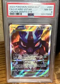 Pokemon Lucario VSTAR SWSH291 Sword & Shield Promo Holo Full Art PSA 8 2023 - Image 1