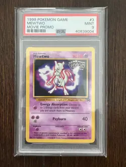 1999 POKEMON GAME MOVIE PROMO #3 MEWTWO PSA MINT 9 - Image 1