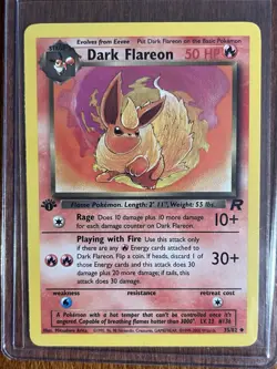 [NM] 2000 Pokemon Team Rocket Dark Flareon 1st Edition #35/82 Uncommon - Image 1