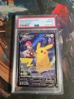 2022 Pokemon SWSH FA/Pikachu V #TG16 Lost Origin PSA 10 - Image 1