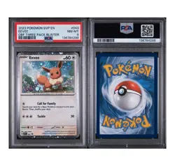 2023 POKEMON SVP EN- BLACK STAR PROMO #043 EEVEE OBF THREE PACK BLISTER - PSA 8 - Image 3