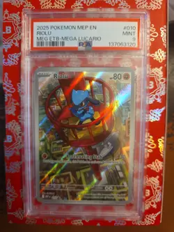 2025 Pokemon MEP EN RIOLU #010 MEG ETB-MEGA LUCARIO PSA 9 MINT - Image 1