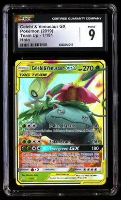 CGC 9 Celebi & Venusaur GX 1/181 Pokemon Team Up 2019 English - Image 1